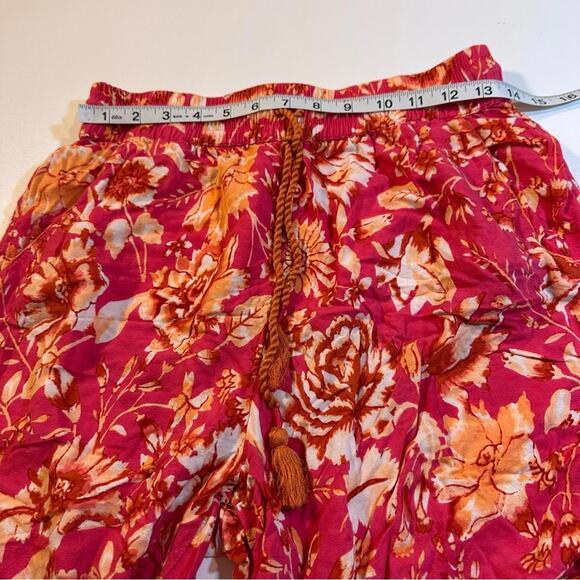 By Anthropologie Size M Pink Hawaiian Floral Boho Wide Leg Lightweight Pants - Picture 4 of 10